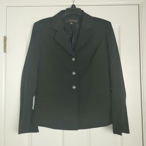 Anne Klein Blazer Jacket Size 8 Black Flared Sleeve Rouched Elbow Button…